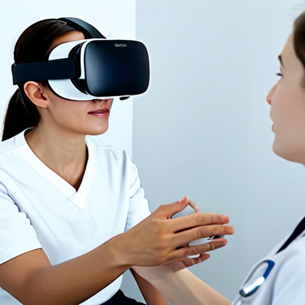 VR Stroke Rehabilitation Session**
"A patient wearing a VR headset, fully clothed in comfortable athletic wear, participating in a virtual reality stroke rehabilitation session, with a therapist nearby offering guidance in a modern clinic setting, safe for work, appropriate content, perfect anatomy, natural proportions, well-formed hands, proper finger count, professional, modest, high-resolution, bright lighting."
**