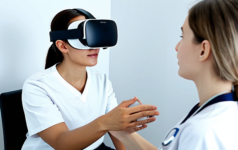 VR Stroke Rehabilitation Session**
"A patient wearing a VR headset, fully clothed in comfortable athletic wear, participating in a virtual reality stroke rehabilitation session, with a therapist nearby offering guidance in a modern clinic setting, safe for work, appropriate content, perfect anatomy, natural proportions, well-formed hands, proper finger count, professional, modest, high-resolution, bright lighting."
**