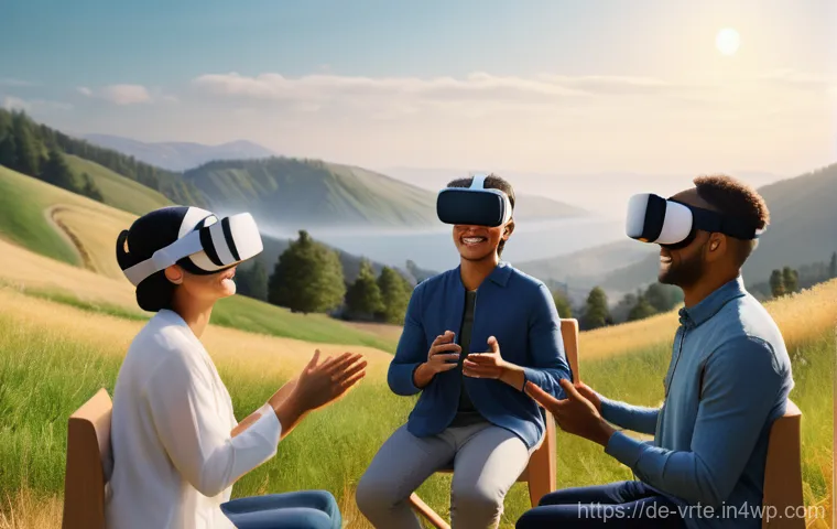 가상현실 재활치료의 커뮤니티 구축 전략 - Prompt 1: Virtual Community in a Serene Setting**