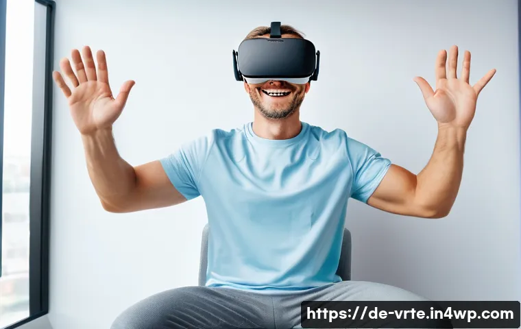 가상현실 재활치료의 발전 방향 - **Prompt 1: Joyful VR Rehabilitation for Enhanced Motivation**
An image showing a cheerful, midd...